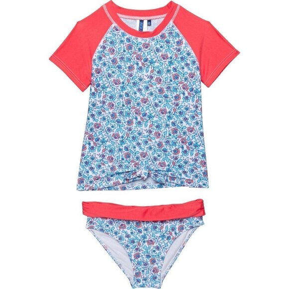 Aqua et Sol Youth Girl's 2 Piece Rashguard Swimsuit UPF 50+ - Picture 1 of 3
